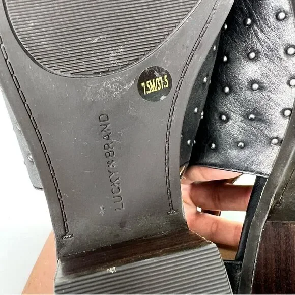 Lucky Brand Barimo Open Toe Studded Leather Booties 7.5 Metallic Grey - Picture 15 of 16